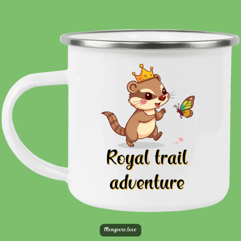 Funny Mongoose Crown Camping Mug: Royal Adventures Await!