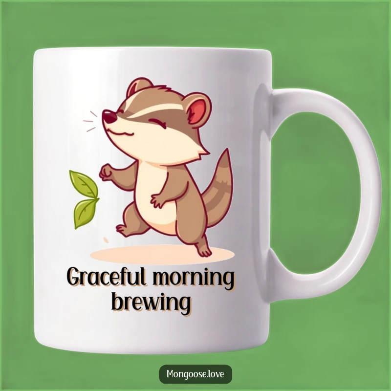 Funny Mongoose Leaf Dodge Mug: Graceful Animal Humor, Perfect Funny Gift for Friends