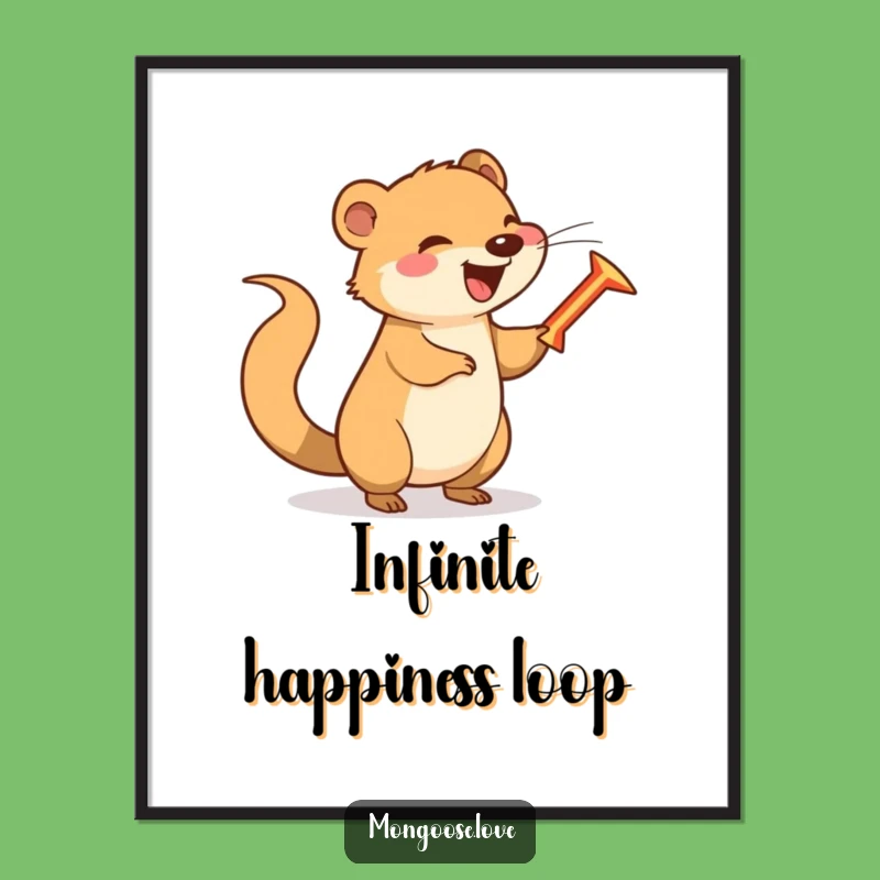 Funny Mongoose Boomerang Digital Print: Instant Playful Wall Art