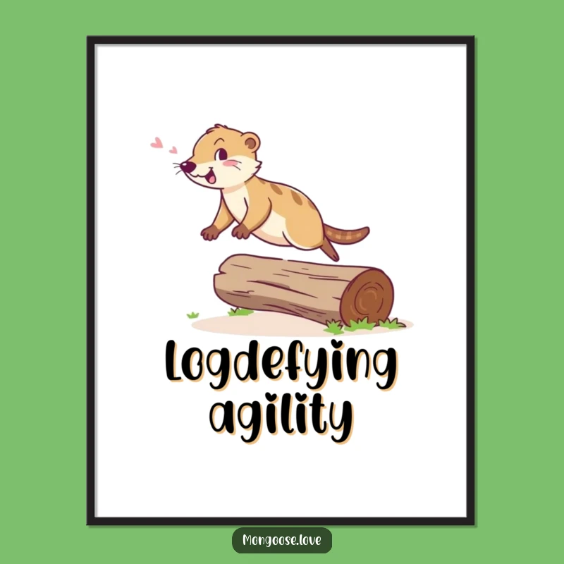 Funny Mongoose Leap Digital Print - Cheerful Agility Art Gift
