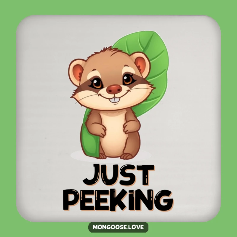 Funny Mongoose Grin Coaster - Cheeky Leaf Jungle Protector Gift