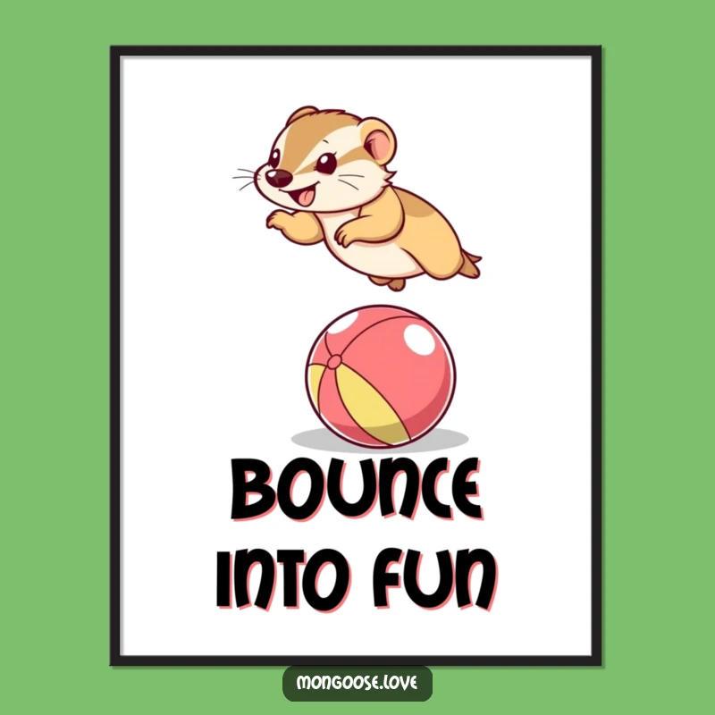 Funny Mongoose Action Poster: Vibrant Wall Art, Perfect Hilarious Gift for Any Room