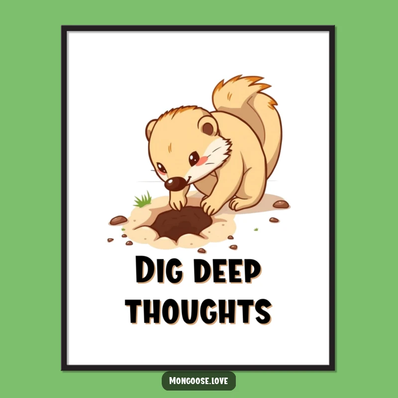 Funny Determined Mongoose Digging Poster - Motivational Wall Art