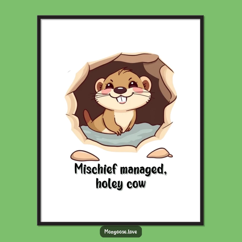 Free Printable Mongoose Wall Art: Funny Dive Hole Grin Humorous Downloadable Decor