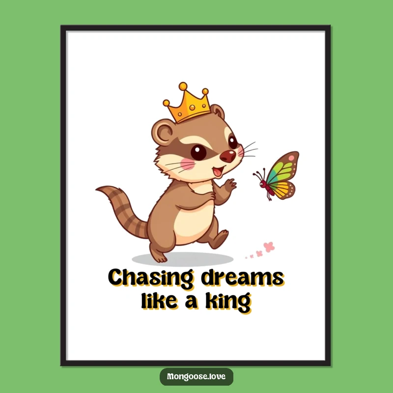 Funny Free Printable Mongoose Wall Art: Royal Butterfly Chase Downloadable Decor for Whimsical Spaces
