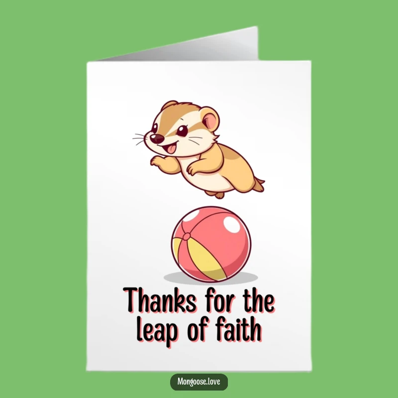 Free Printable Mongoose Thank You Card: Funny Leaping Animal Downloadable Gratitude